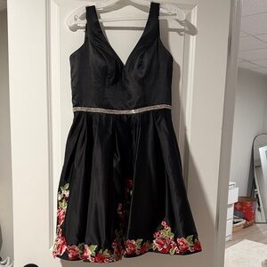 Dancing Queen Black Dress with Colorful Floral Design